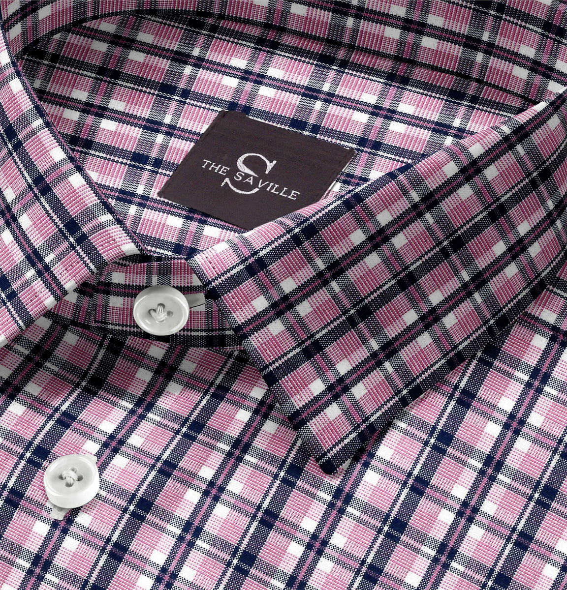 Wrinkle-free Pink Checks - Long Sleeve