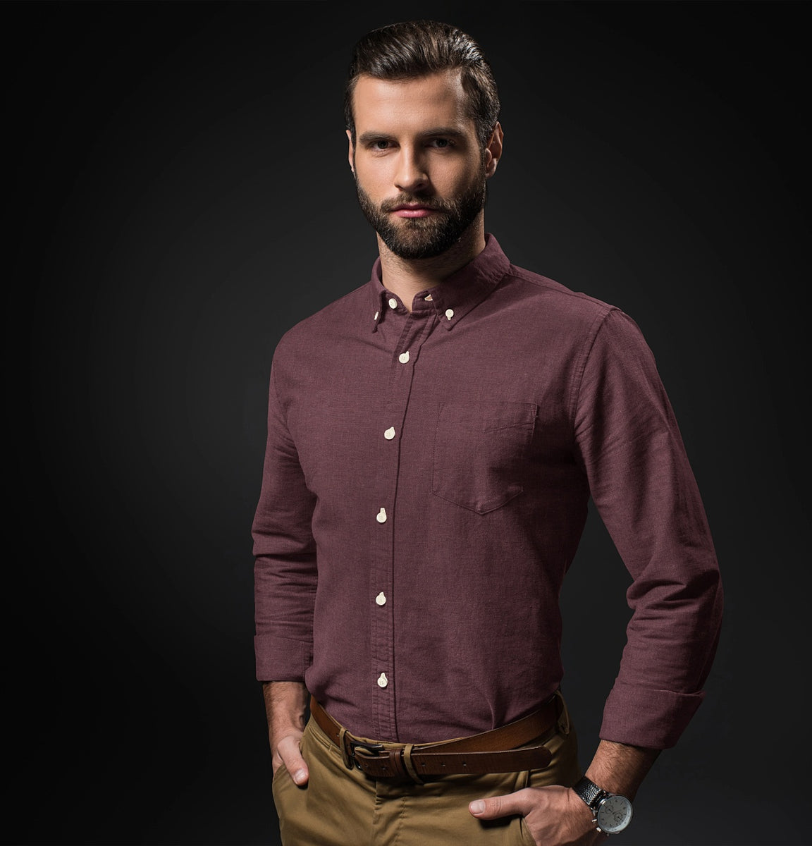Airthreads Men's Shirt, Pure Linen, Button-Down Collar, Long