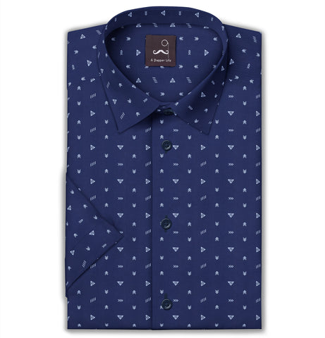 Pure Cotton - Short Sleeve - Navy Geometrics