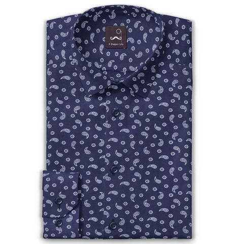 Pure Cotton - Long Sleeve - Navy Paisley