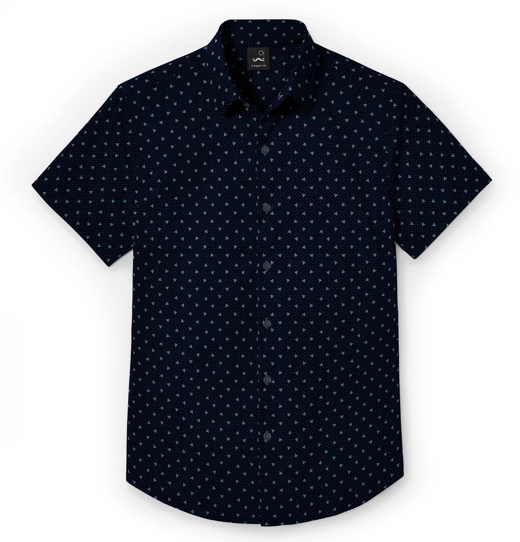 Batch Shirts Men's Short Sleeve Casual Button Down Shirt in Jet Black Stretch Cotton Medium - Tall