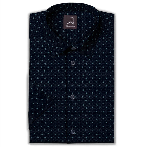 Pure Cotton - Short Sleeve - Navy with Triangles
