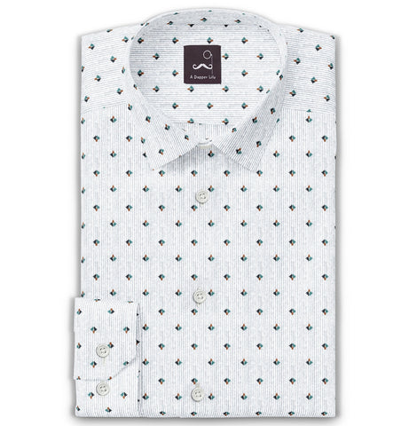Pure Cotton - Semi-Spread Collar - Long Sleeve - Stripe Bloom