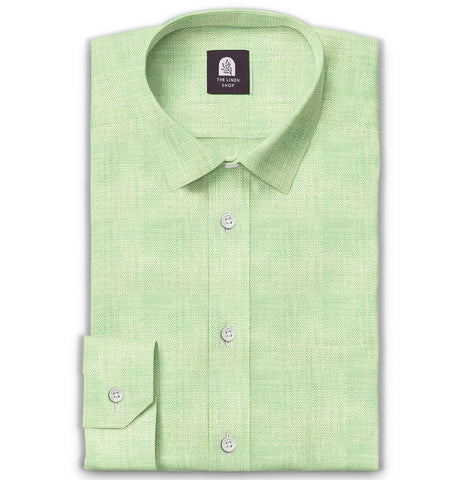 Long Sleeve Linen Shirt in Mint Green