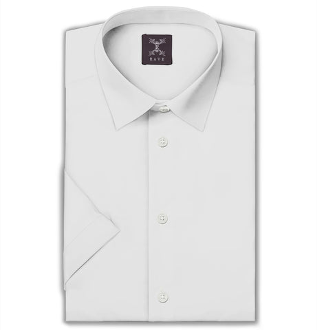 Wrinkle-resistant Cotton-Lycra Shirt - White - Short Sleeve