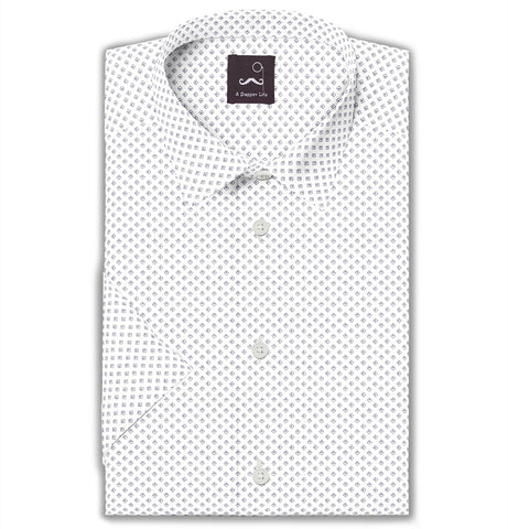 Pure Cotton - Short Sleeve - White with Navy