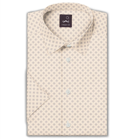 Pure Cotton - Short Sleeve - Ecru with Gray Stars