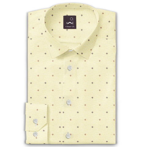 Pure Cotton - Long Sleeve - Yellow with Brown Stars