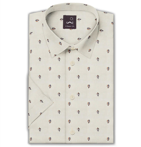 Pure Cotton - Short Sleeve - Off-White Bloom