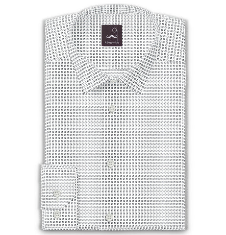Pure Cotton - Semi-Spread Collar - Long Sleeve - White cubes