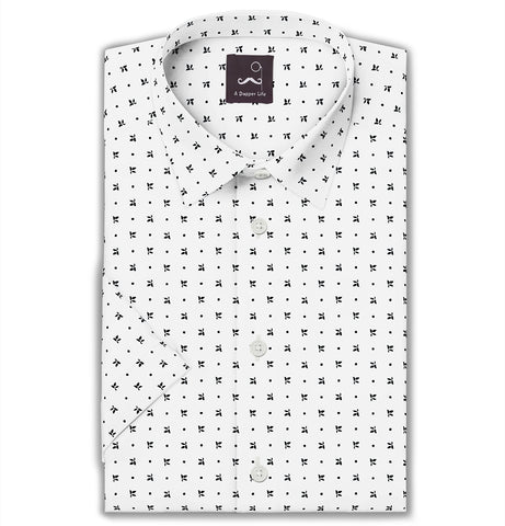 Pure Cotton - Semi-Spread Collar - Short Sleeve - Dot Sprig