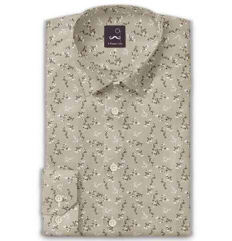 Pure Cotton - Semi-Spread Collar - Long Sleeve - Desert Blossom