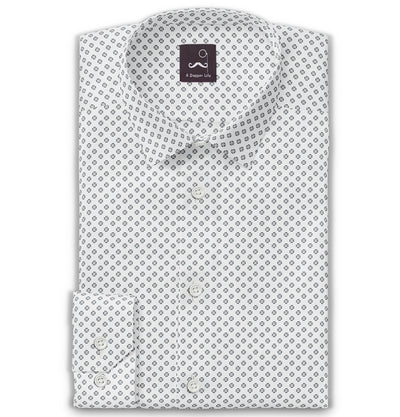 White Flower Print long sleeve shirt