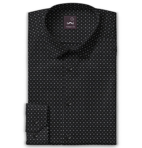 Pure Cotton - Long Sleeve - Black with White Dot Diamonds