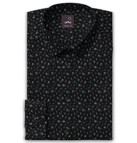 Pure Cotton - Long Sleeve - Black Floral Print
