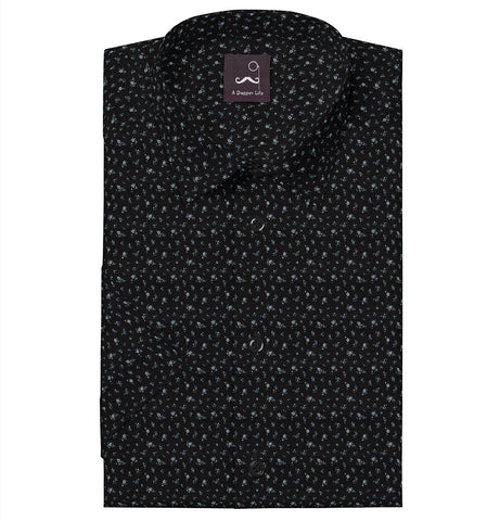 Pure Cotton - Short Sleeve- Black Floral Print