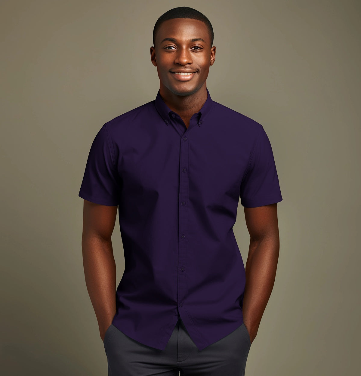 fitted lace wedding dress Men's Short Sleeve Button Up: Black, Brown, Purple XL / Brown