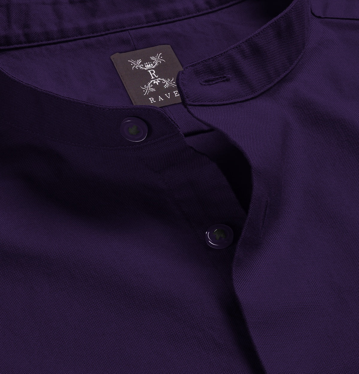 D&R Fashion Men's Slim Fit Shirt – Grandad Collar, Double Cuffs, Contrast Piping Detail - View #3