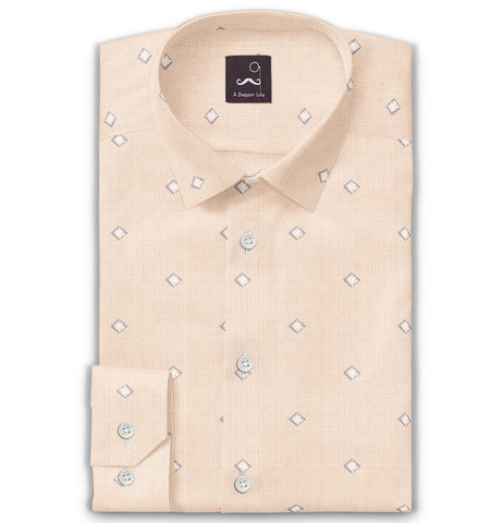 Pure Cotton - Long Sleeve - Beige with Diamond Print