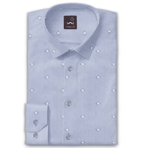 Pure Cotton - Long Sleeve - Gray with Diamond Print