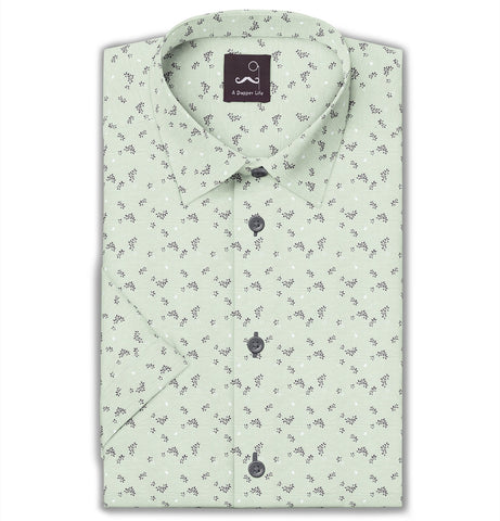 Pure Cotton - Short Sleeve - Mint Floral Print