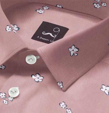 Pure Cotton - Long Sleeve - Dusty Rose with White Flowers