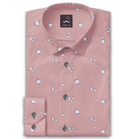 Pure Cotton - Long Sleeve - Dusty Rose with White Flowers