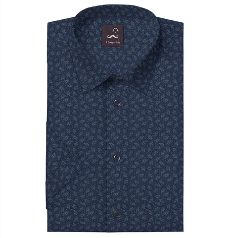 Pure Cotton - Short Sleeve- Navy Botanical Breeze