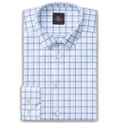 Wrinkle-free - Long Sleeve - Blue Checks