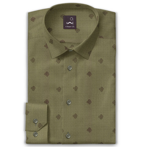 Pure Cotton - Long Sleeve - Olive Green Print