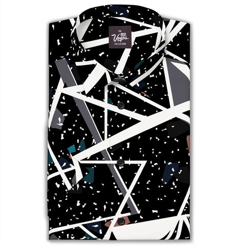 Wrinkle-Free - Black Abstract - Short Sleeve
