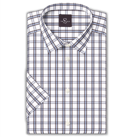 Wrinkle-free Black and Blue Checks - Short Sleeve
