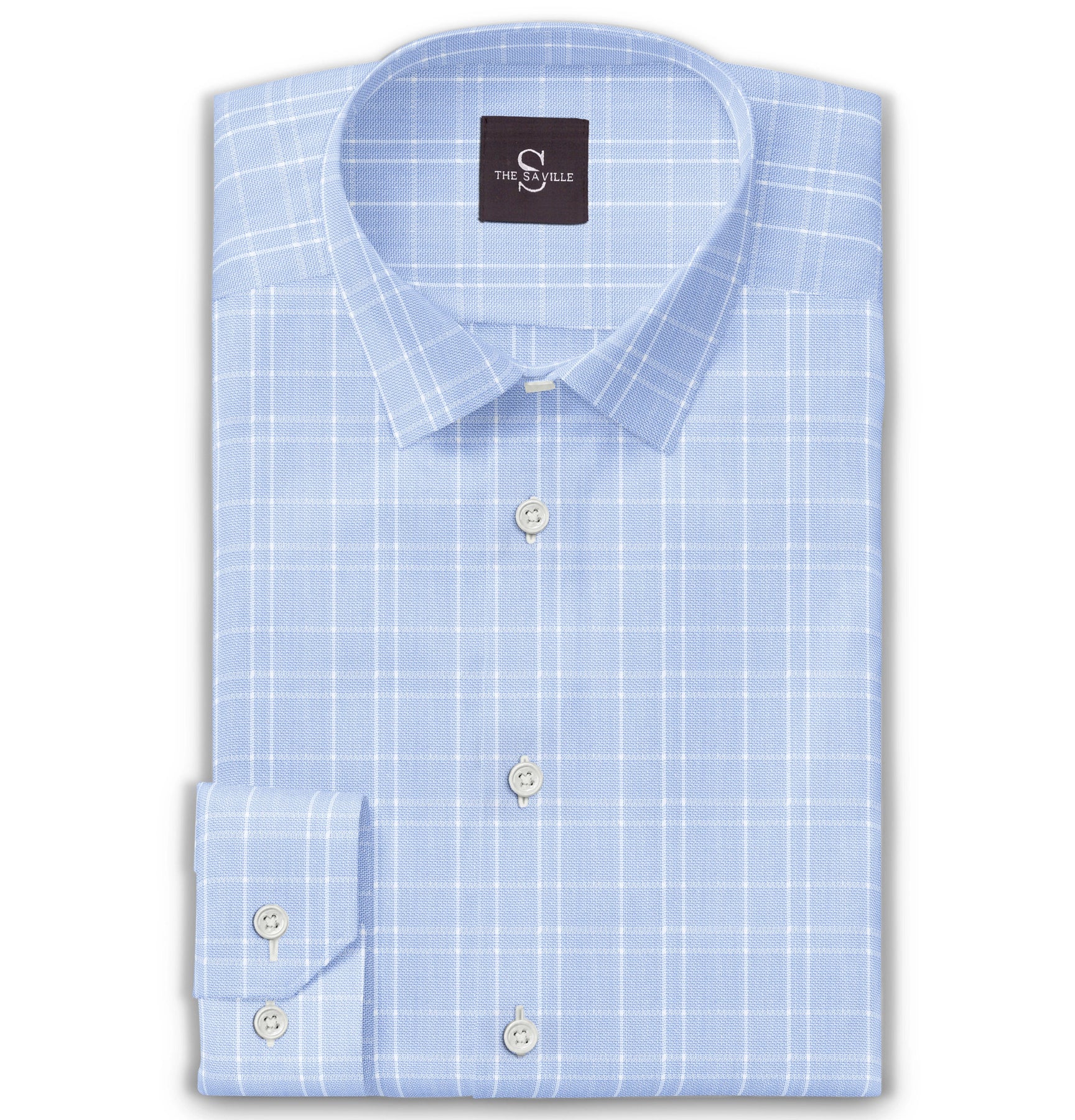 Airthreads Men s Shirt Long Sleeve Wrinkle free Blue with White