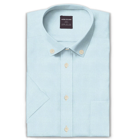 Wrinke Resistant Oxford - Button-Down Collar - Short Sleeve - Sky Blue