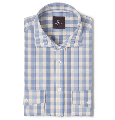Wrinkle-free Beige Checks - Double Pocket - Long Sleeve