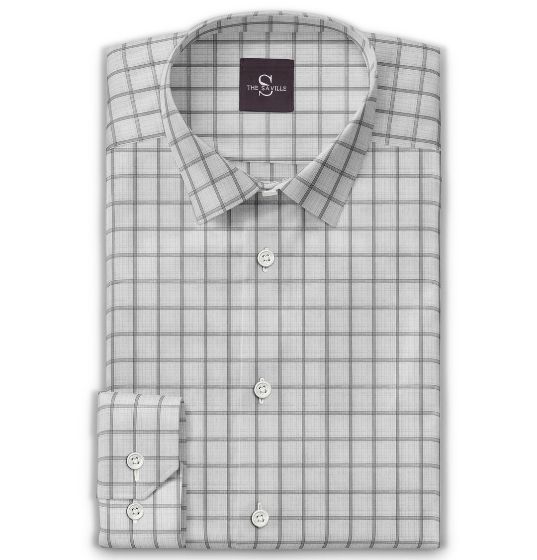 Airthreads Men's Shirt, Long Sleeve, Wrinkle-free, Gray Checks, Tailored Fit