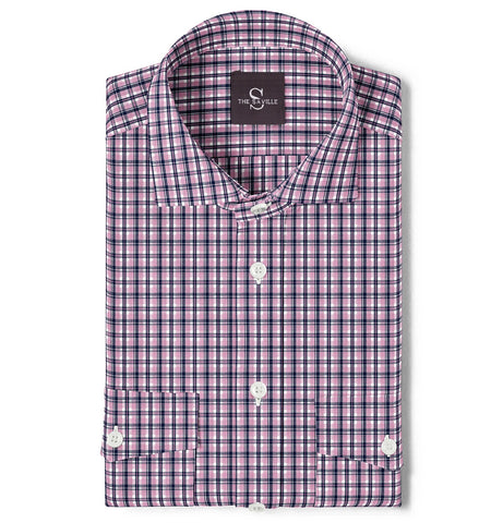 Wrinkle-free Pink Checks - Double Pocket - Long Sleeve