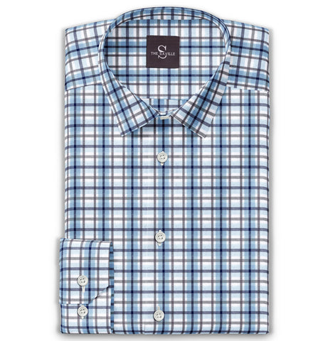 Wrinkle-free - Long Sleeve - Blue and Gray Checks