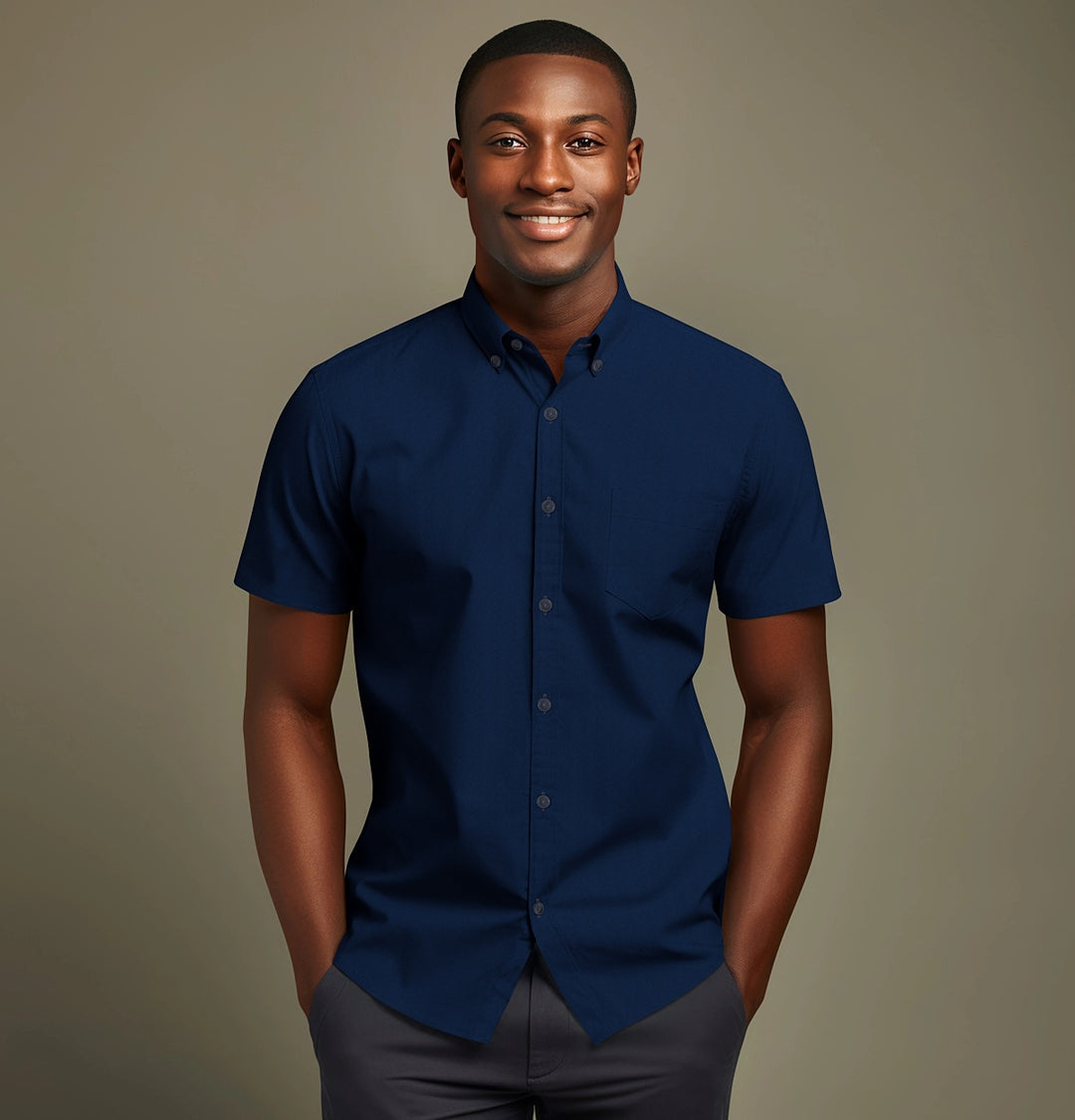Airthreads Men's Shirt, Wrinke Resistant Oxford, Short Sleeve, Royal Blue, Tailored Fit Airthreads Men's Shirt, Wrinke Resistant Oxford, Short Sleeve, Royal Blue, Tailored Fit