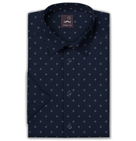 Pure Cotton - Short Sleeve - Navy Vine