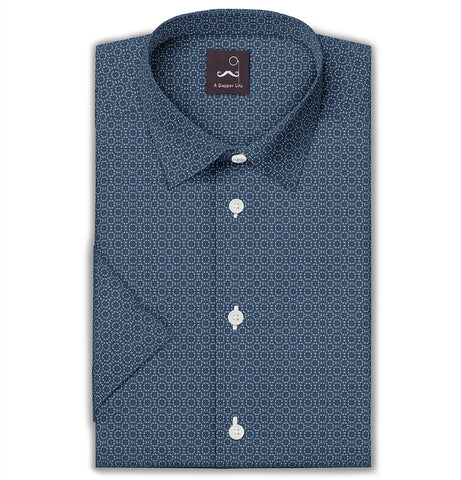 Pure Cotton - Semi-Spread Collar - Short Sleeve - Celestial Ring