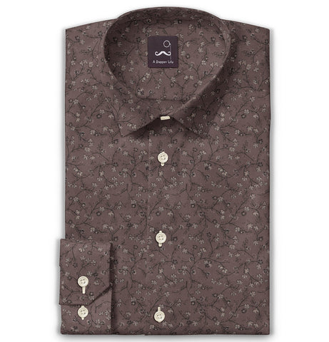Pure Cotton - Semi-Spread Collar - Long Sleeve - Chestnut Vine