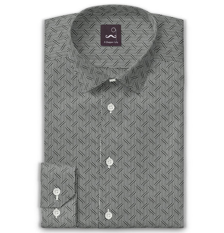 Pure Cotton - Semi-Spread Collar - Long Sleeve - Graphite Maze