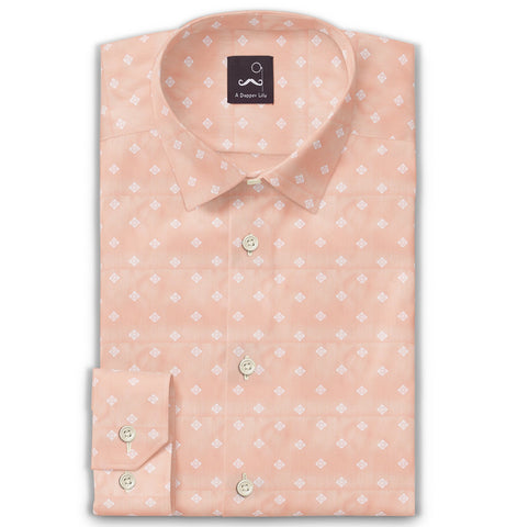 Pure Cotton - Long Sleeve - Spring Peach Diamond
