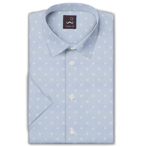 Pure Cotton - Short Sleeve- Spring Sky Blue Diamond