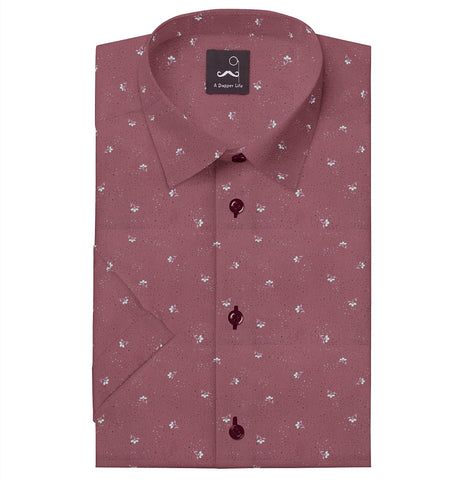 Pure Cotton - Short Sleeve- Maroon Blossom Speckle