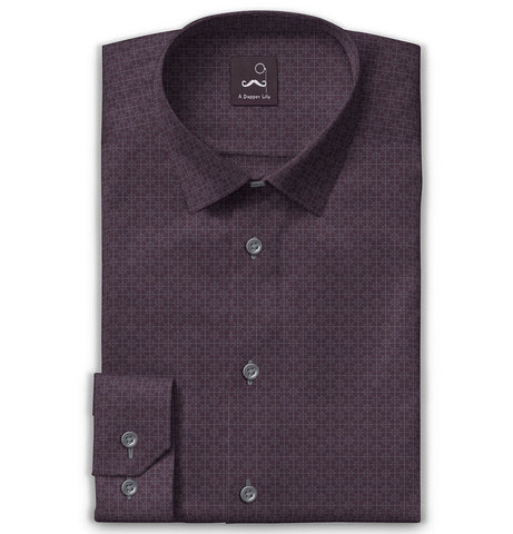 Pure Cotton - Long Sleeve - Plum Geometric Grid