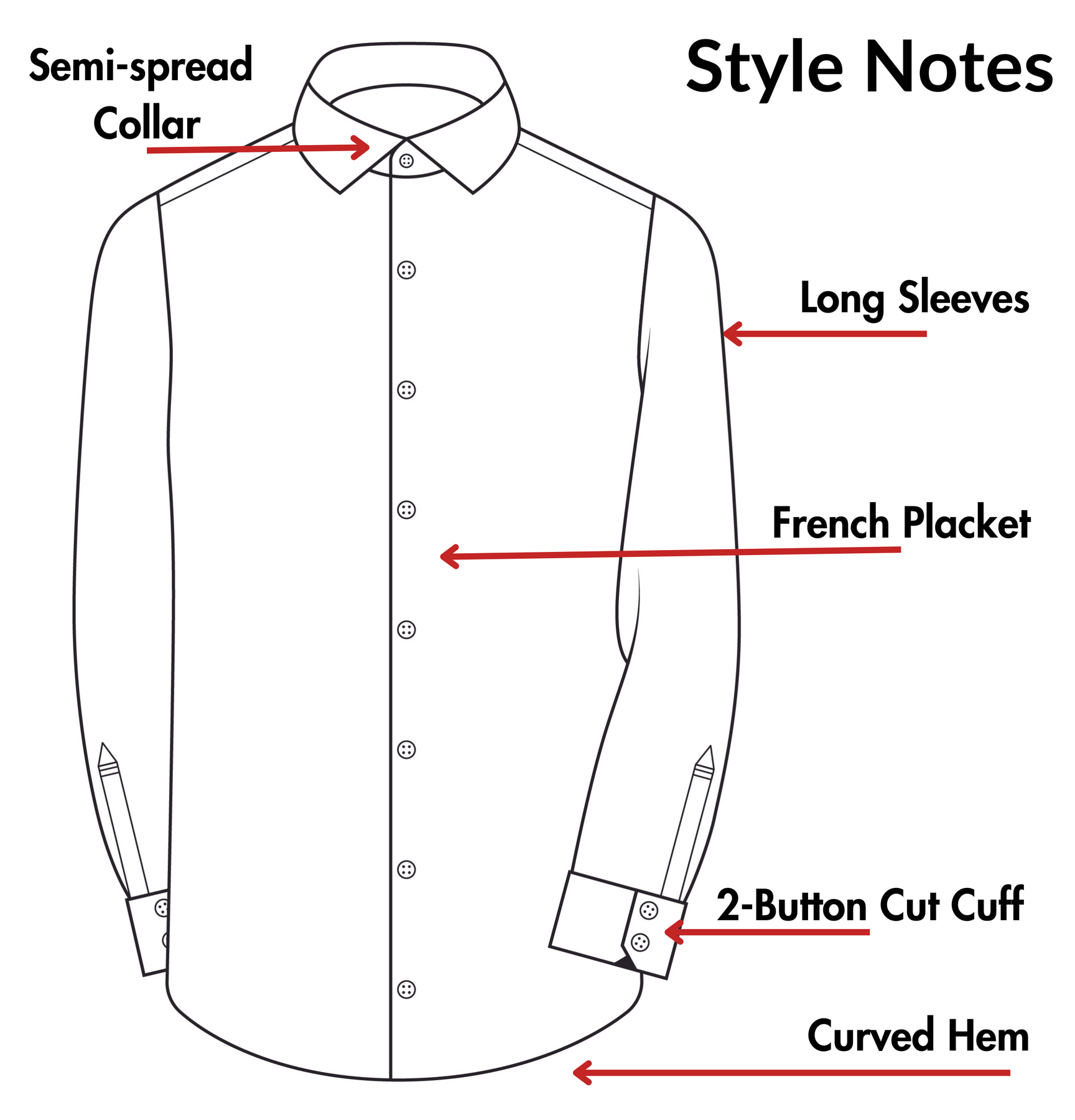 Long Sleeve Semi-Spread Collar French Placket Shirt