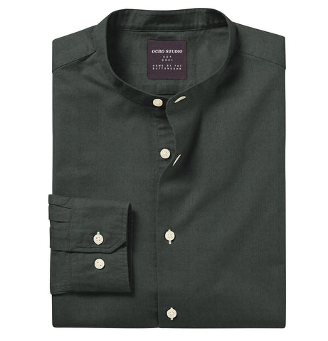 Oxford - Band Collar - Long Sleeve - Gray