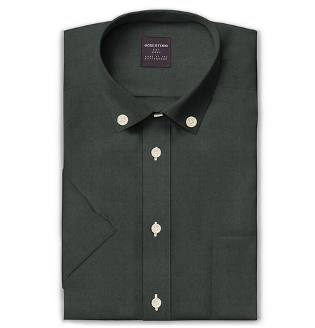 Oxford - Button-Down Collar - Short Sleeve - Gray
